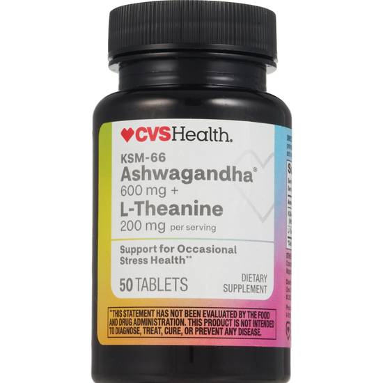 CVS Health Ashwagandha & L-Theanine Tablets, 50 CT