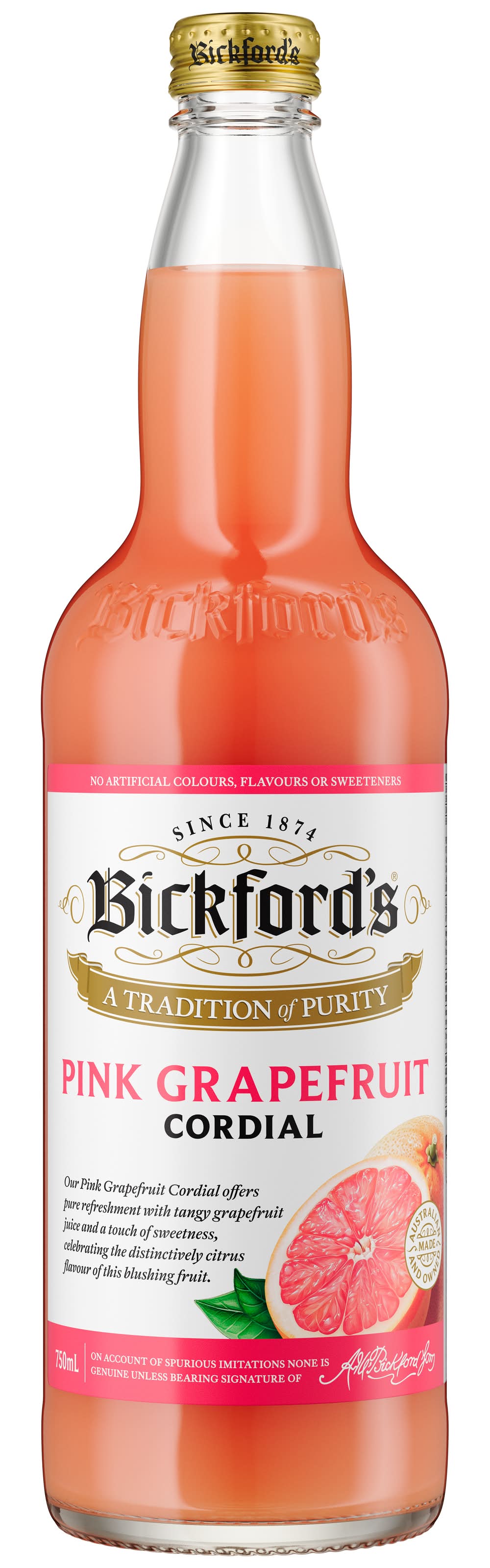 Bickford's Cordial Pink Grape Fruit (750mL)