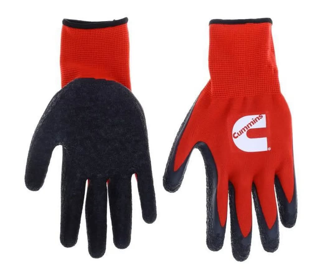 Cummins Mens Size Large Black/Red Non-Slip Palm Work Gloves