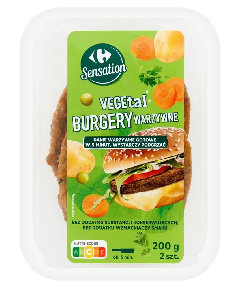 Carrefour Sensation Vegetal Burgery warzywne 200 g (2 sztuki)