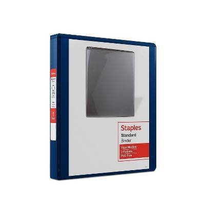 Staples Standard D Ring View Binder, Navy Blue