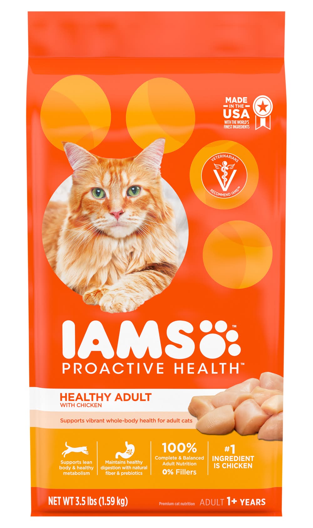 Iams Healthy Adult With Chicken Premium Dry Cat Food, Chicken (3.5 lbs)