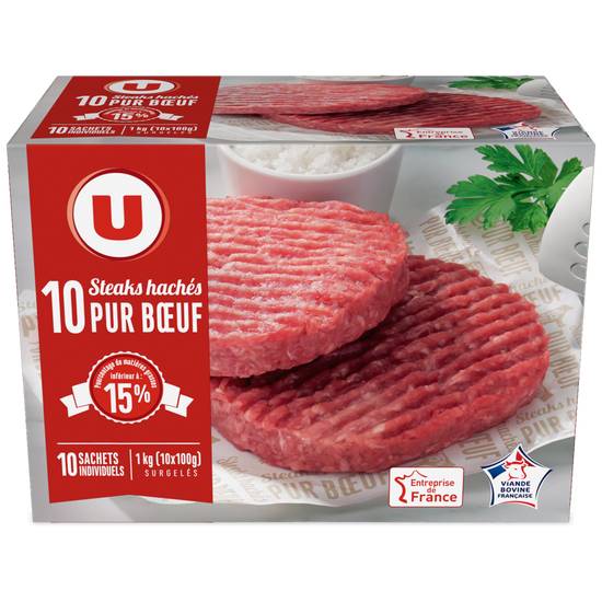 Steaks Haches 15% mg Produit U 10x100 gr