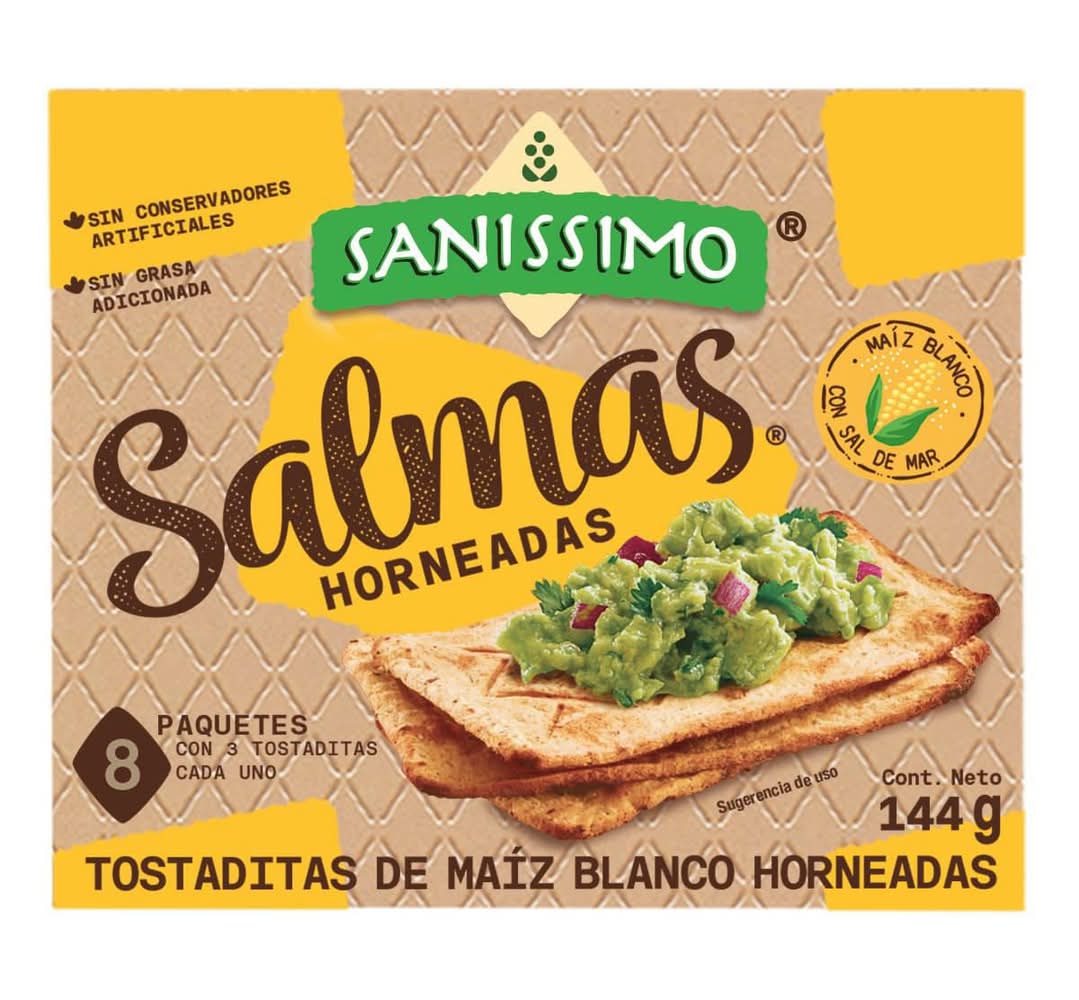 Saníssimo · Salmas tostaditas de maíz blanco horneadas (8 un)