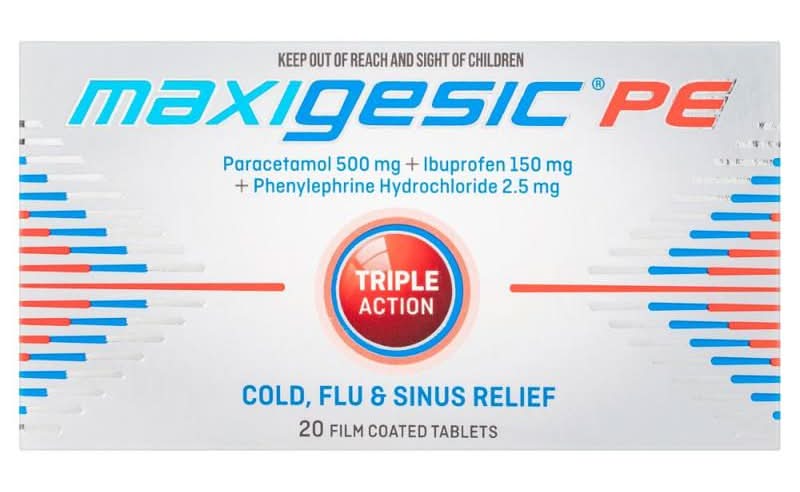 Maxigesic PE Triple Action Cold Flu & Sinus Relief 20s