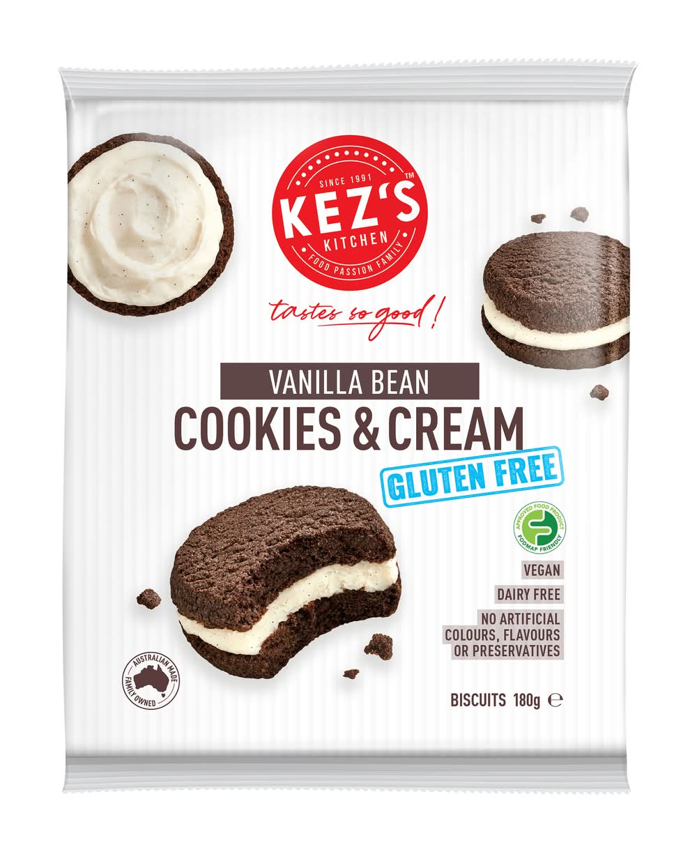 Kez's Kitchen Gluten Free Cookies & Cream, Vanilla Bean (180g)
