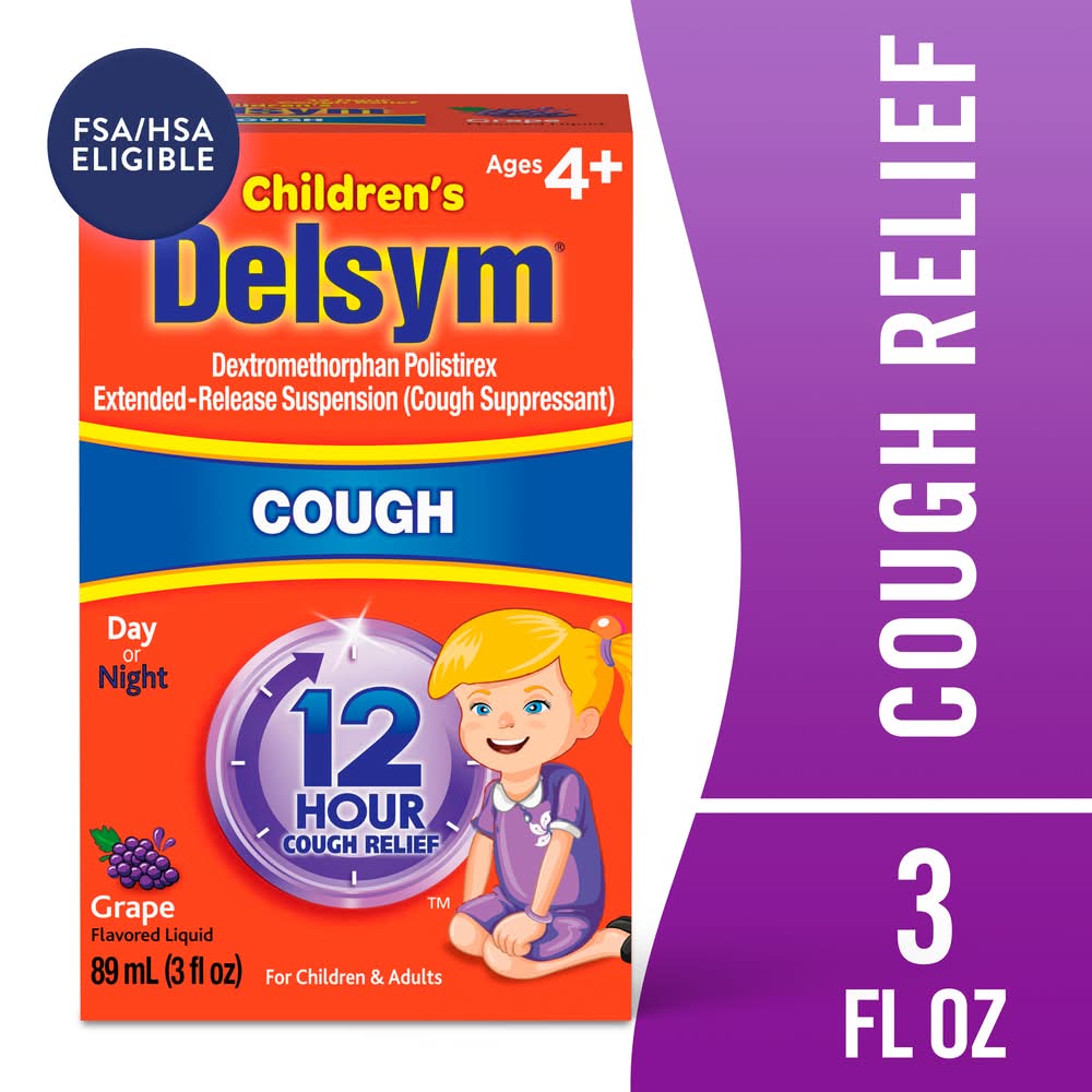 Delsym Children's Cough Suppressant Liquid, Grape (3 fl oz)