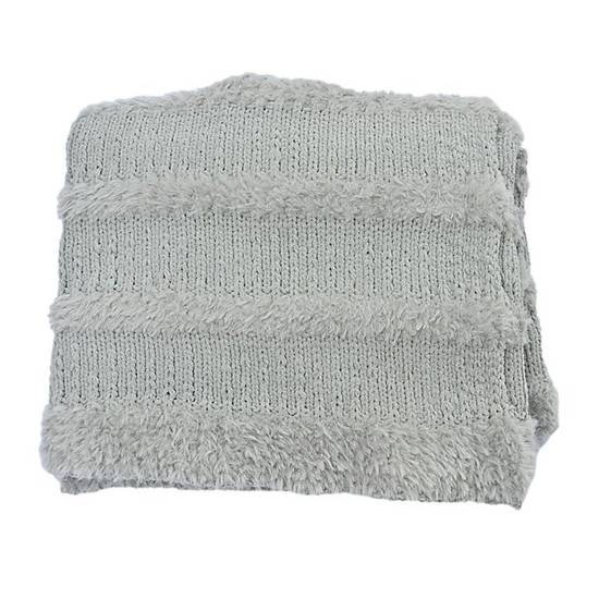 Bee & Willow™ Cozy Stripe Faux Fur Throw Blanket in Grey