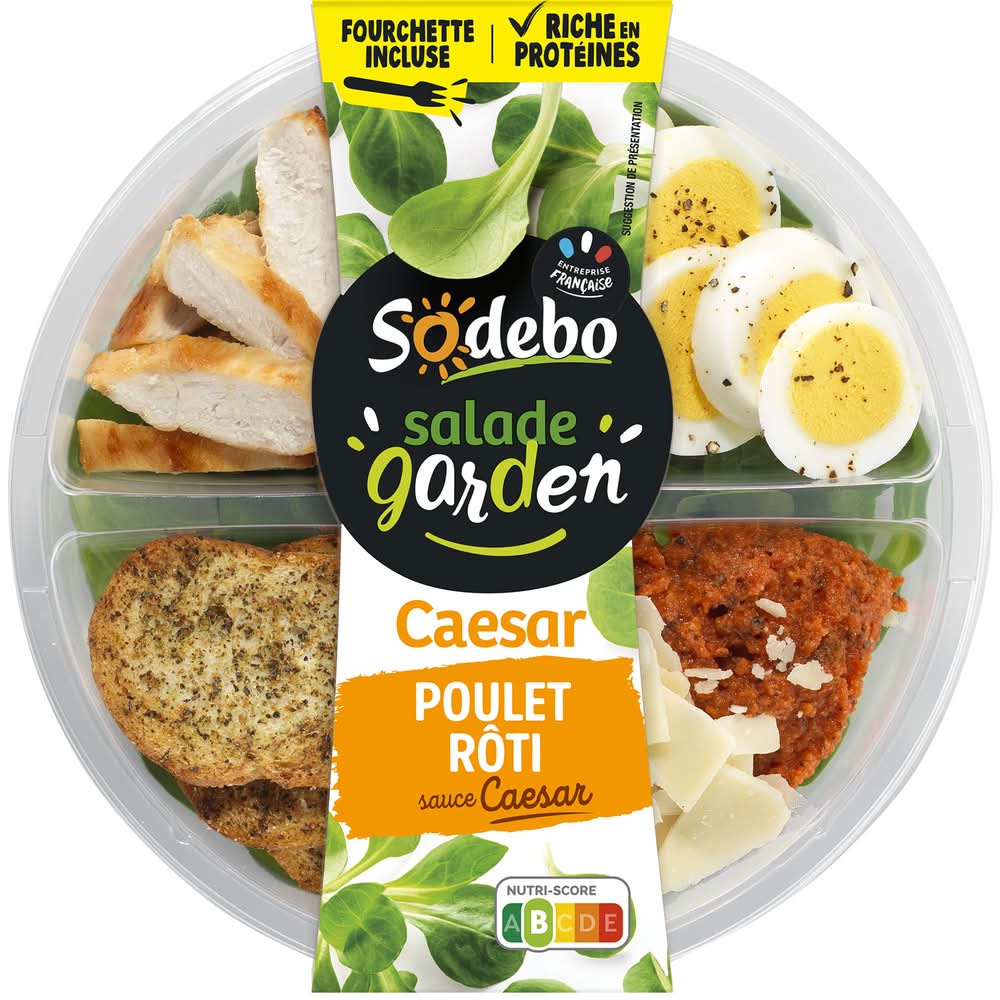 Sodebo - Salade caesar concassé de tomates séchées, poulet rôti (240g)