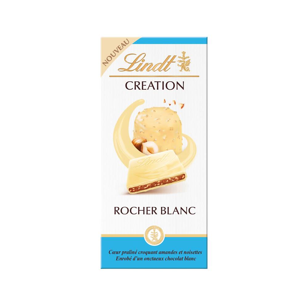 Lindt - Tablette de chocolat création blanc rocher blanc (148g)