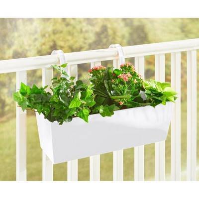 BrylaneHome Rectangular Hanging Planter - White