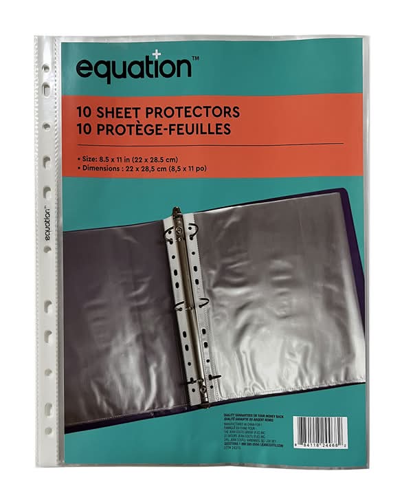 Equation protège-feuilles (10 unités) (22 cm x 28.5 cm) - equation sheet protectors