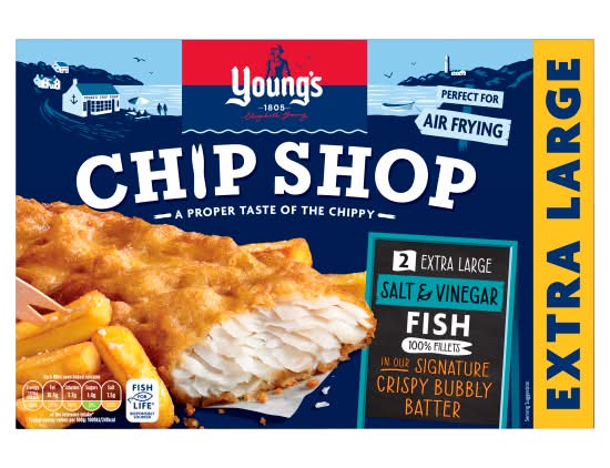 Young's XL, Chip Shop Salt & Vinegar Crispy Bubbly Batter Fish Fillets (300g)