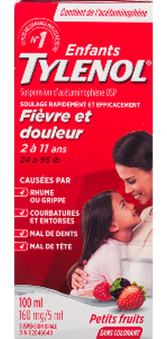 Tylenol Children's Acetaminophen Oral Suspension Liquid, Berry, 2-11 Years (100 ml)