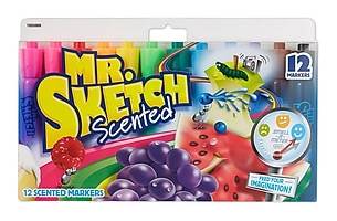 Mr. Sketch Scented Water Based Markers, Chisel, Assorted Colors, 12/Pack (1905069)