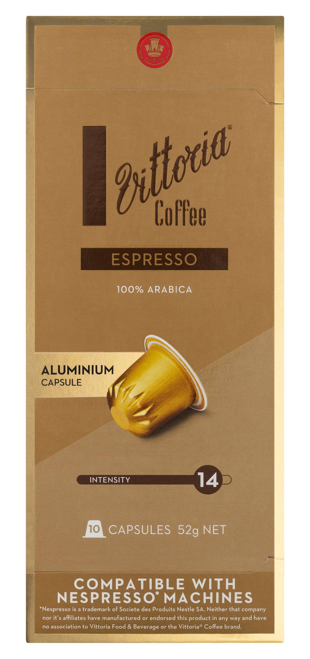 Vittoria Coffee Espresso 100% Arabica Aluminum Coffee Capsules (52g, 10 pack)