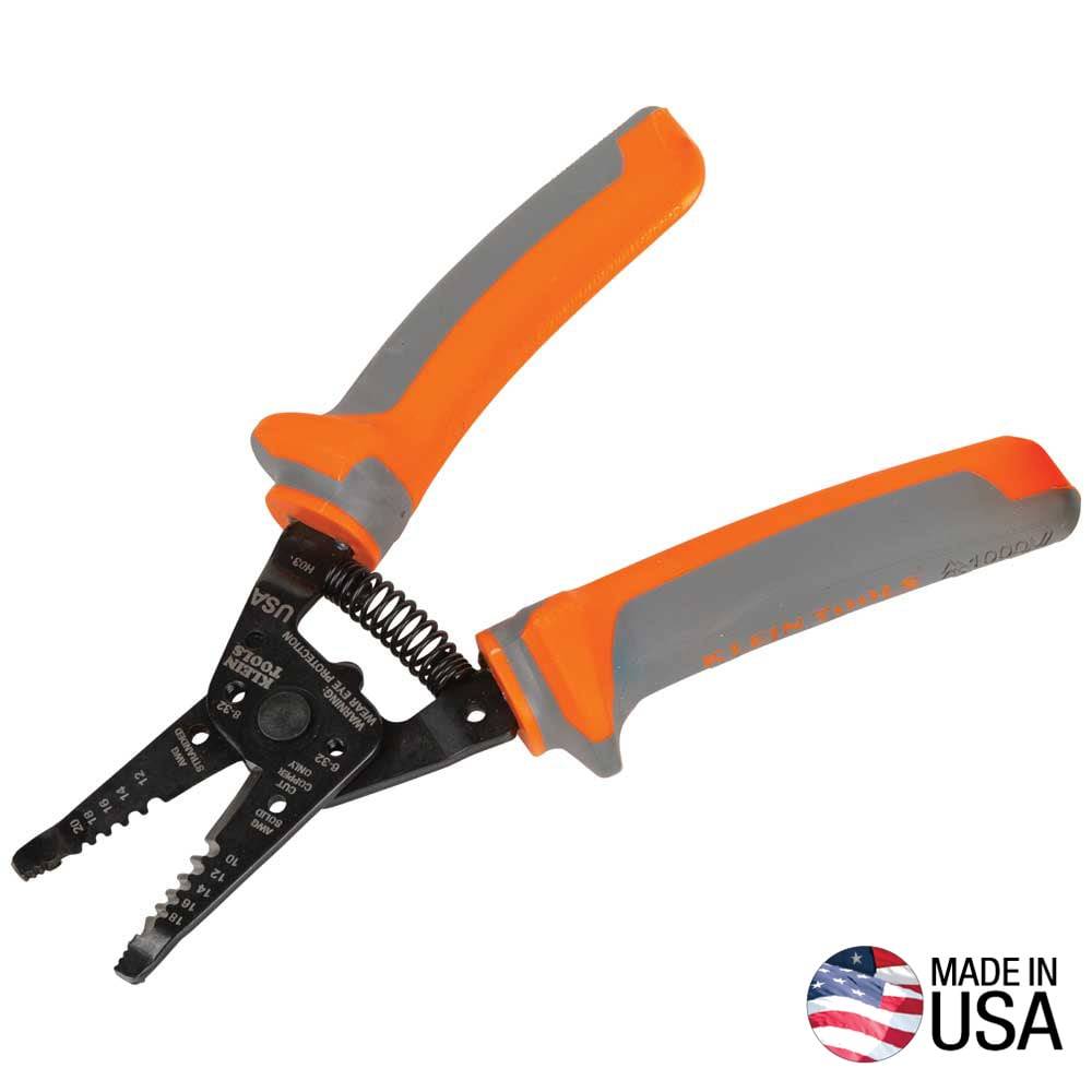 Klein Tools Insulated Klein-Kurve Wire Stripper Wire Cutter/Stripper, 10-18 Awg Solid, 12-20 Awg Stranded | 11055RINS