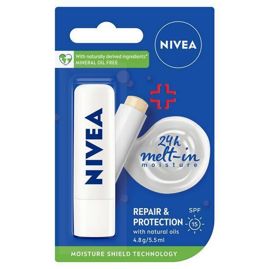 Nivea Repair & Protect Moisturising Lip Balm With Spf15 5.5mL