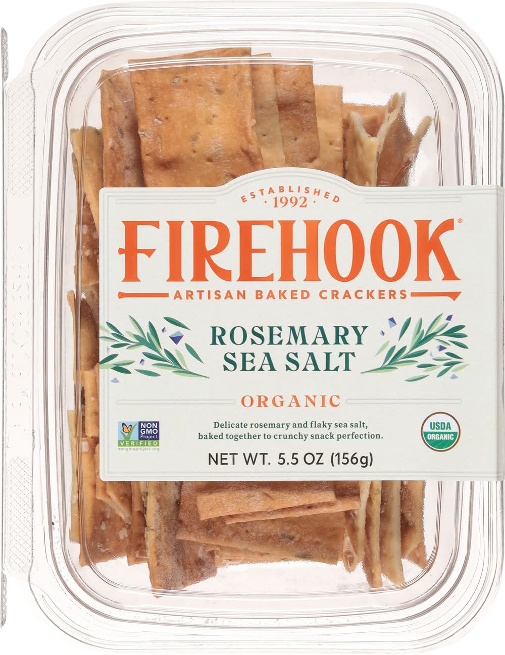 Firehook Organic Artisan Baked Crackers, Rosemary Sea Salt (5.5 oz)
