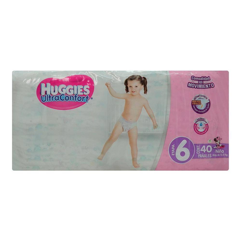 Huggies pañales ultra confort niña (etapa 6) (40 un)