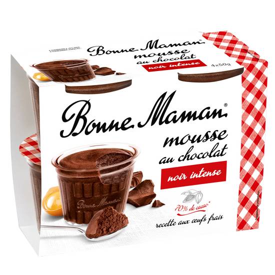 Bonne Maman - Mousse au chocolat noir intense (4 pièces)