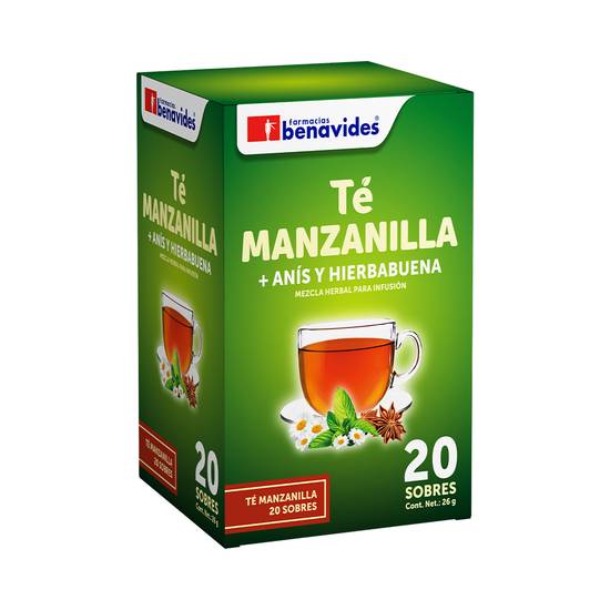 Farmacias benavides té de manzanilla, anís y hierbabuena (20 un)