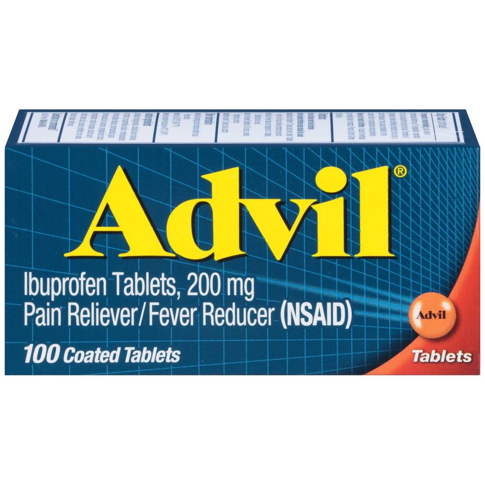 Advil Pain Reliever/ Fever Reducer 200 Mg Ibuprofen Tablets, 100 Ct