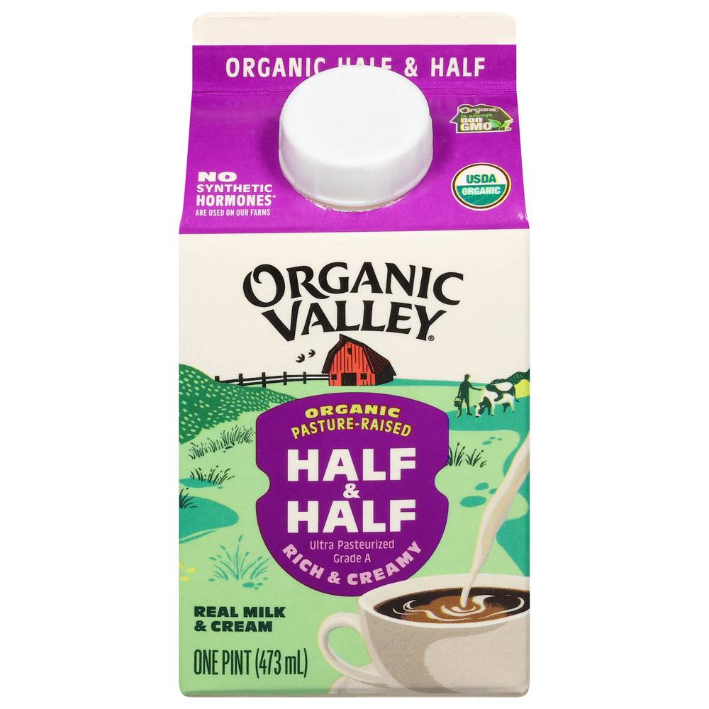 Organic Valley Half & Half Ultra Pasteurized Cream (473 ml)