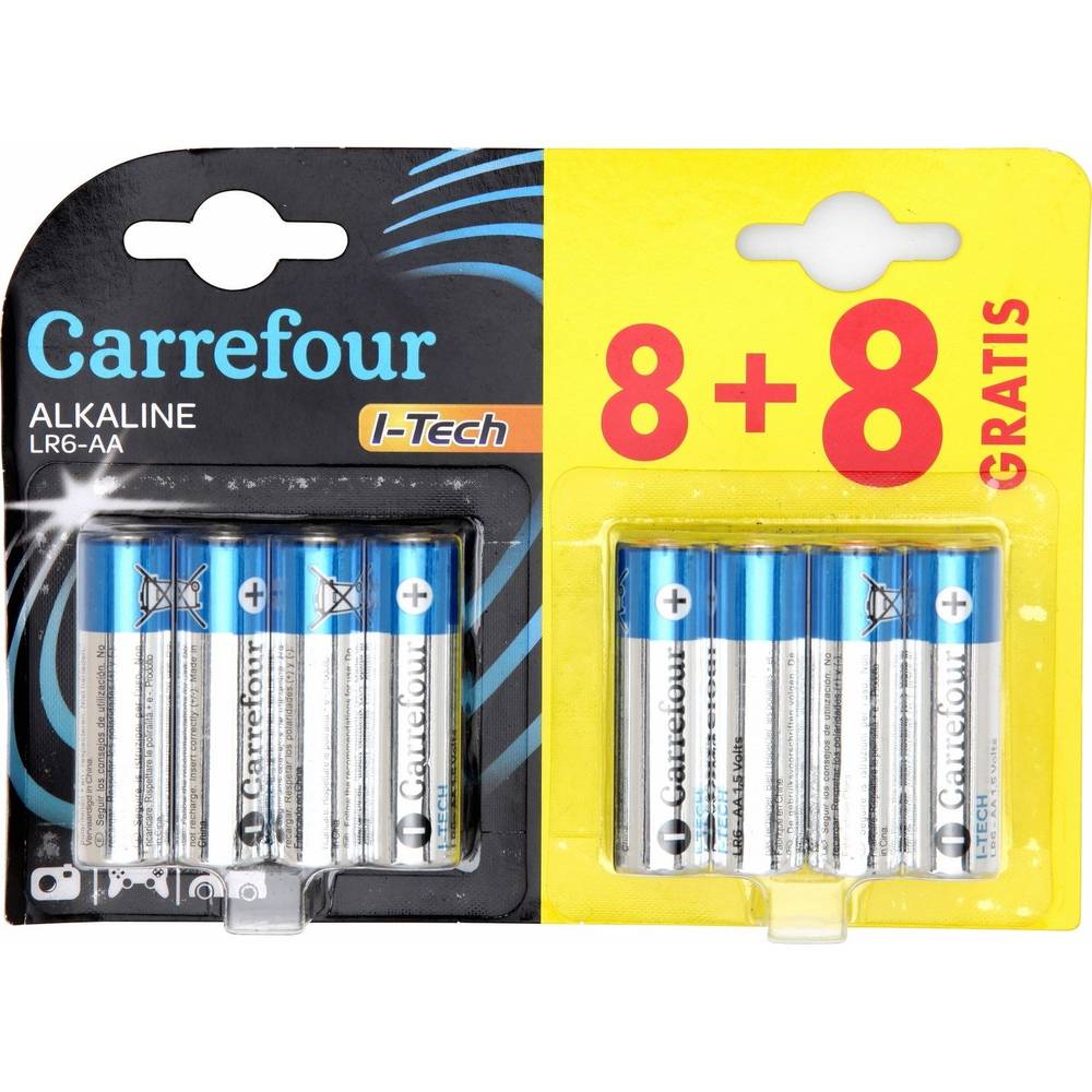 Baterie alkaliczne Carrefour AA 8+8 szt.