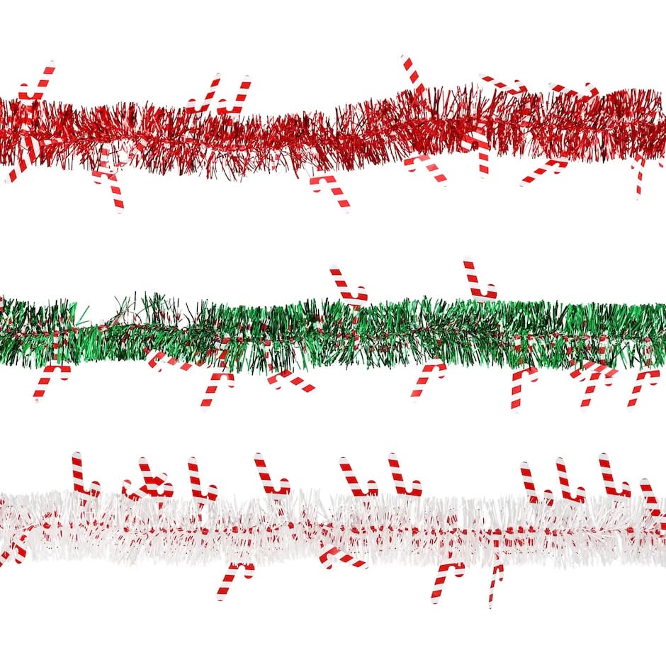Christmas House Holiday Tinsel Garland Strands, 9 ft