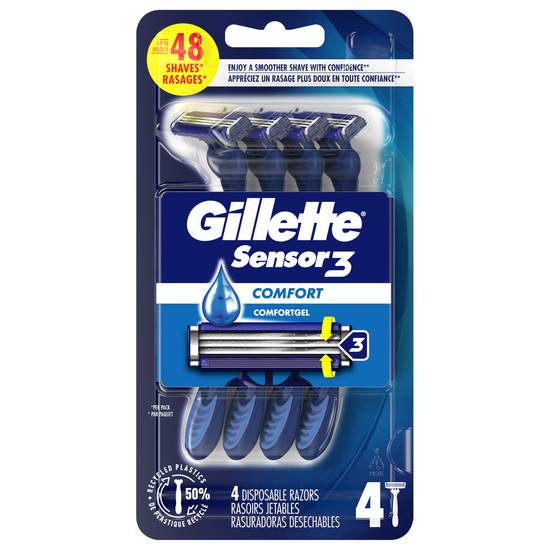 Gillette Sensor3 Comfort Mens Disposable Razor (4 ct)