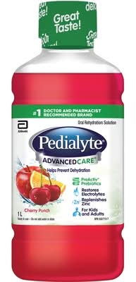 Pedialyte Advance Care Electrolyte Solution, Cherry Punch (1 L)