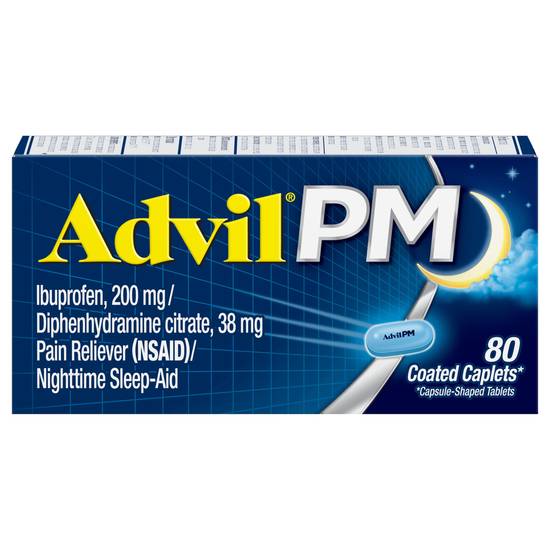 Advil Pm Pain Reliever/Nighttime Sleep-Aid Coated Caplets (80 ct)