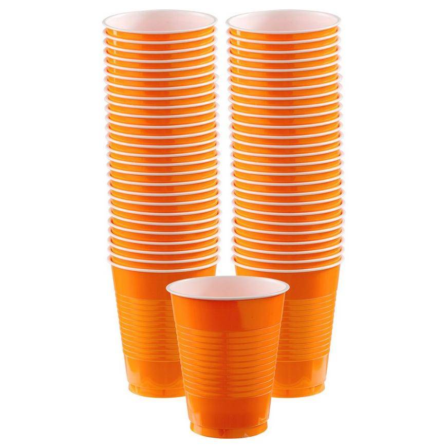 Party City Plastic Cups, Orange (50 ct)