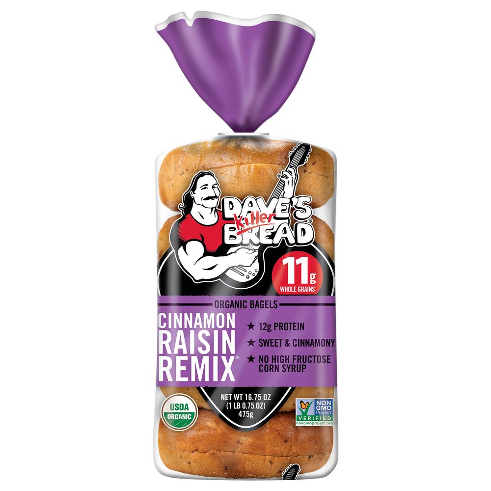 Dave's Killer Bread Organic Remix Bagels, Cinnamon-Raisin (1.05 lbs, 5 ct)