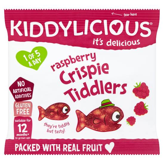 Kiddylicious Crispy Tiddlers, Raspberry, Infant Snack, 12 Months
