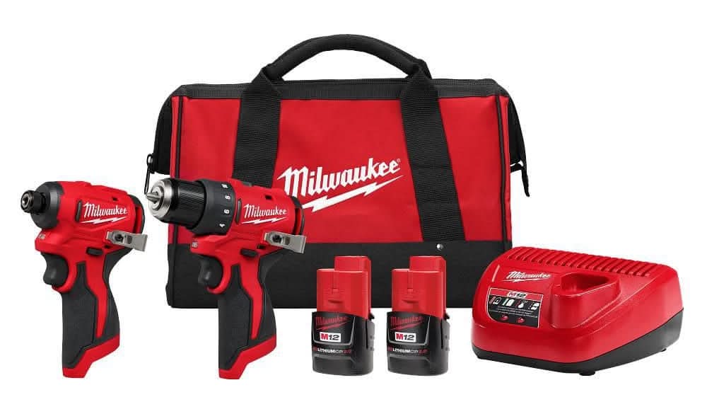 Milwaukee M12 12-Volt Lithium-Ion Brushless Cordless Subcompact Drill And Impact Driver Combo Kit W/2 Batteries And Bag (2-Tool)