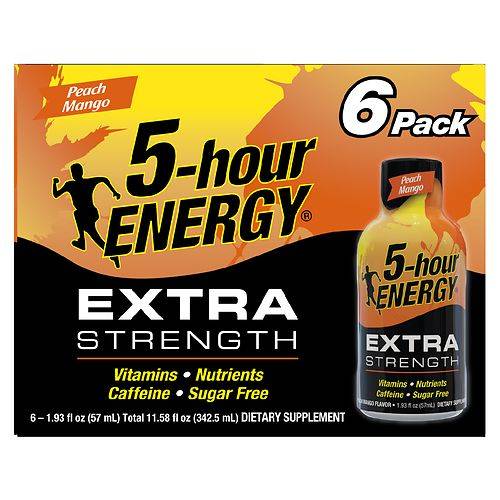 5-Hour ENERGY Shot, Extra Strength Peach Mango - 1.93 oz x 6 pack