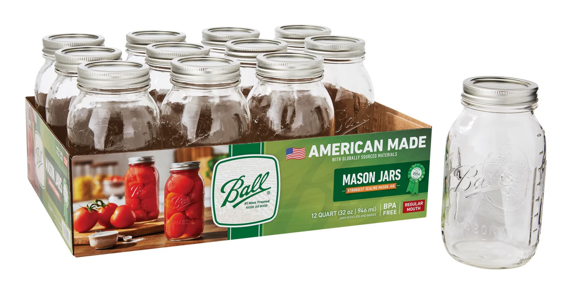 Ball Regular Mouth Quart Mason Jars