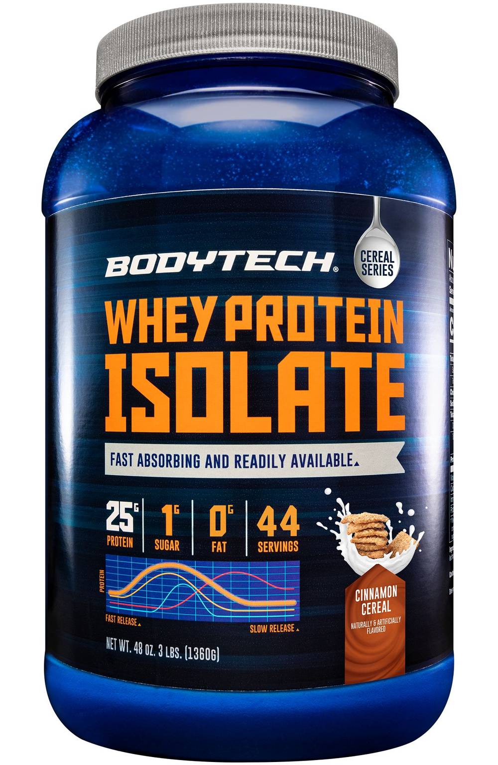 BodyTech Whey Protein Isolate Powder, Cinnamon - Cereal (3 lbs)