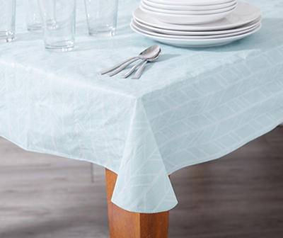 Aqua Herringbone Peva Tablecloth, (60" x 102")