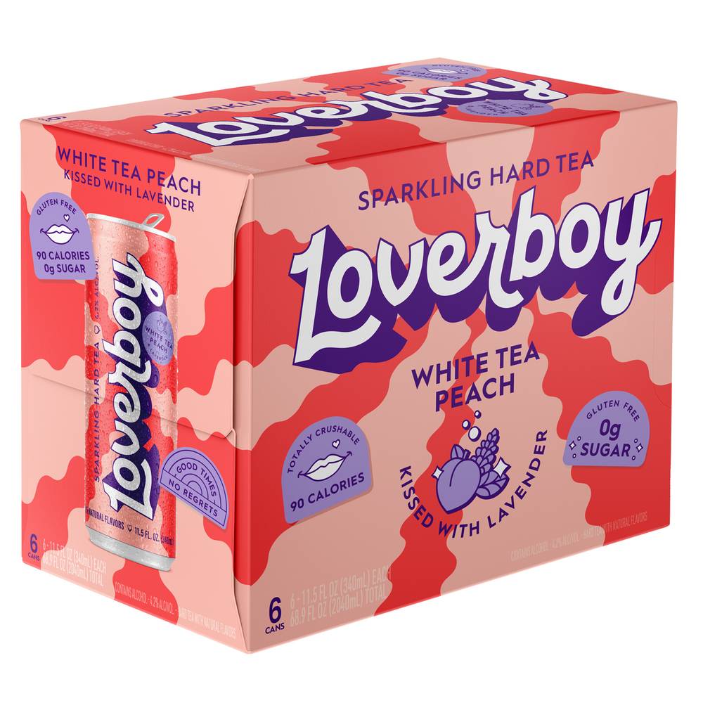 Loverboy Sparkling Hard White Tea Peach (6 pack, 11.5 fl oz)