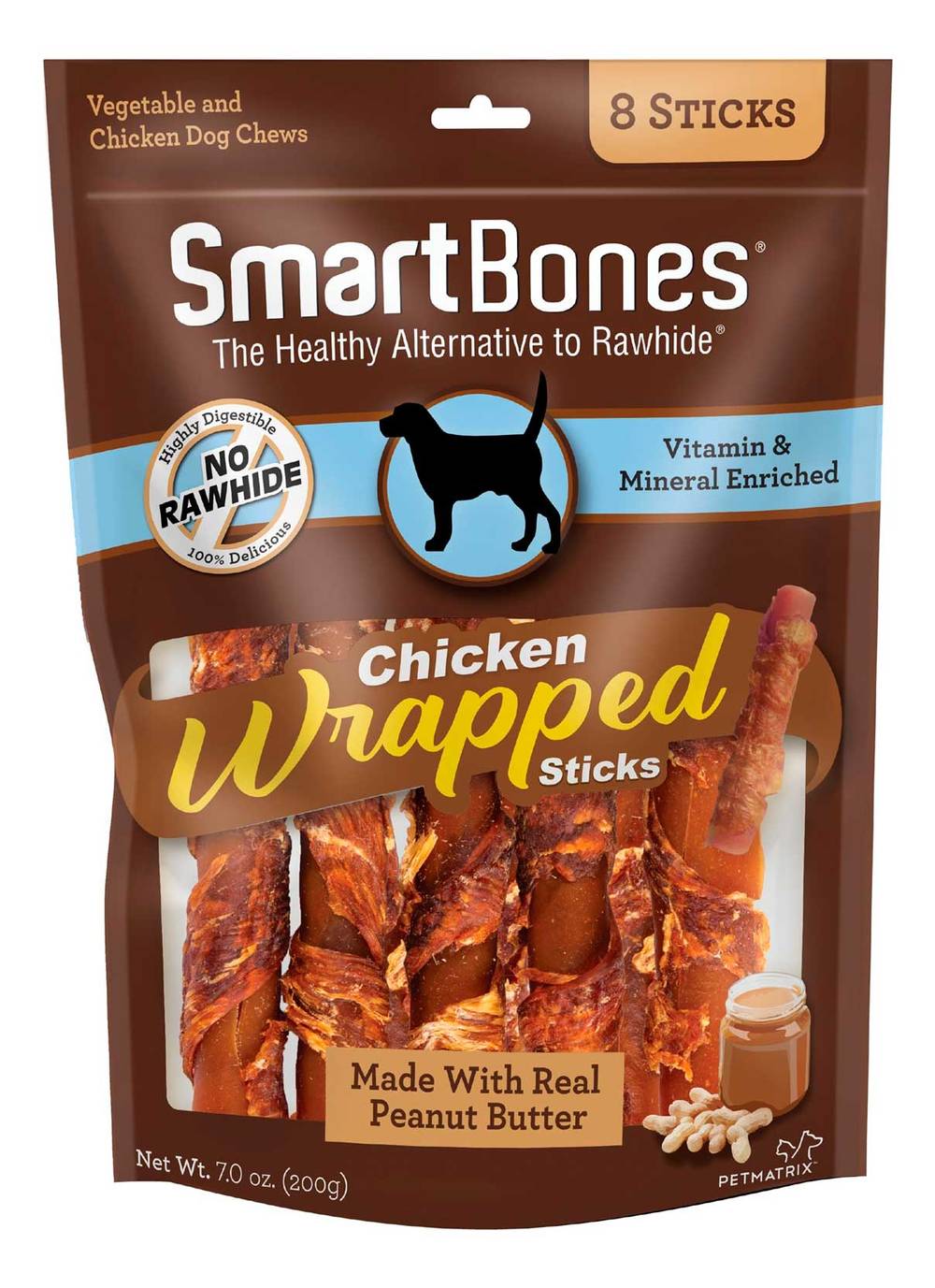 SmartBones Chicken Wrapped Sticks Dog Treat, Peanut Butter (7 oz, 8 ct)