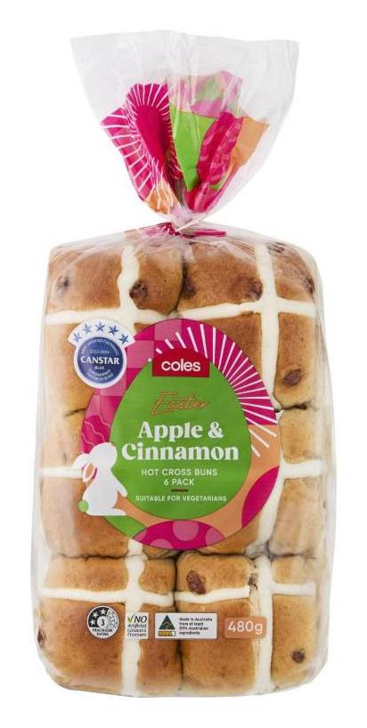 Coles Apple and Cinnamon Hot Cross Buns 