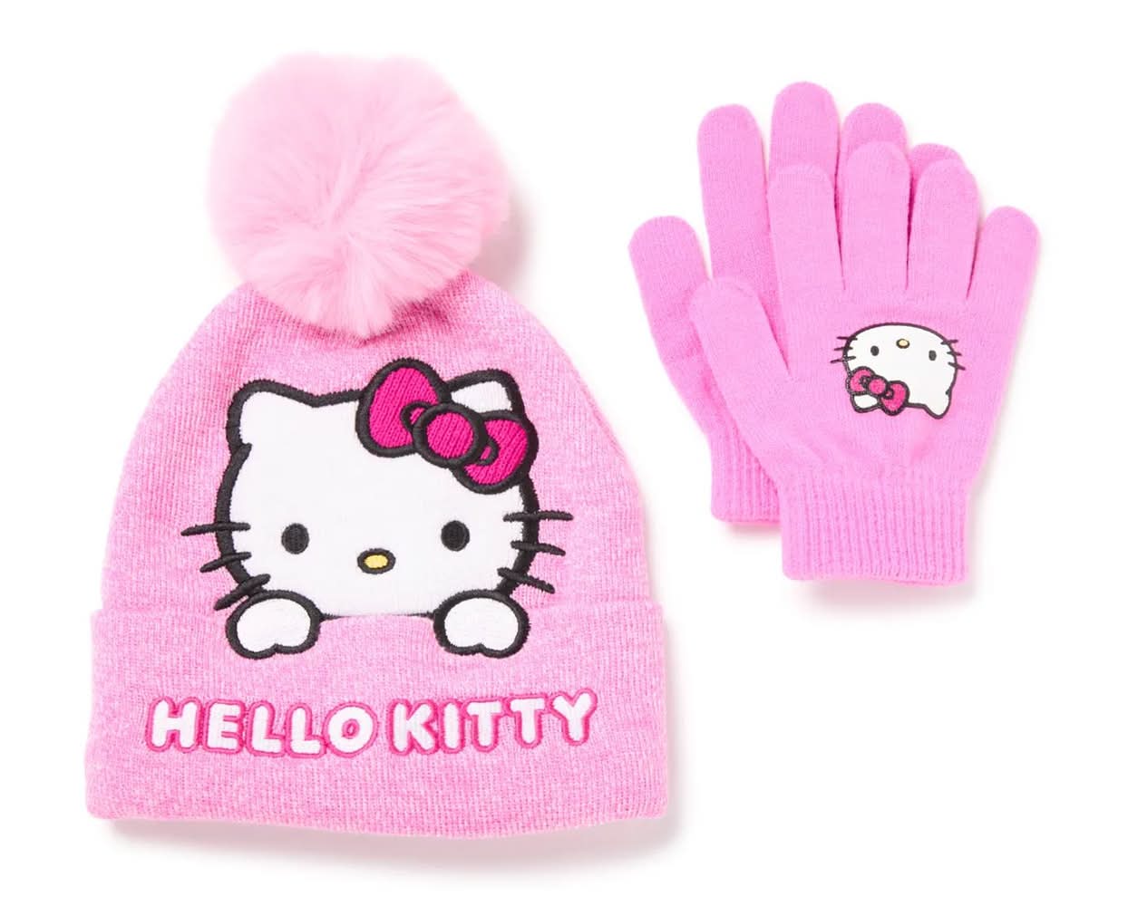 Hello Kitty Hello Kitty Kids' Beanie & Glove Set (Light Pink One Size)
