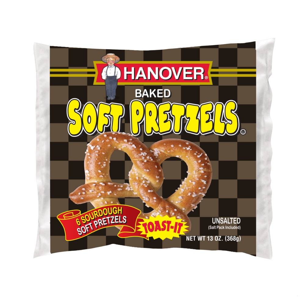 Hanover Unsalted Baked Soft Pretzels (13 oz, 6 ct)