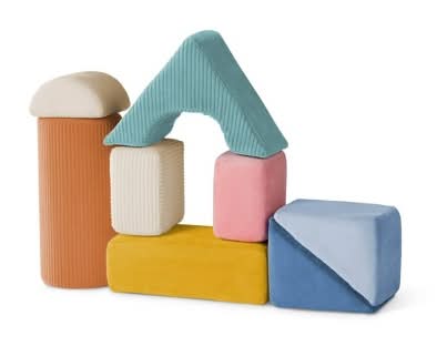 B. toys Tumble-Y Towers Soft Sensory Baby Stacking Blocks, 6+ Months (8 ct)