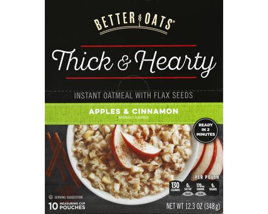 Better Oats · Thick and Hearty Apple Cinnamon Instant Oatmeal (10 x 1.2 oz)