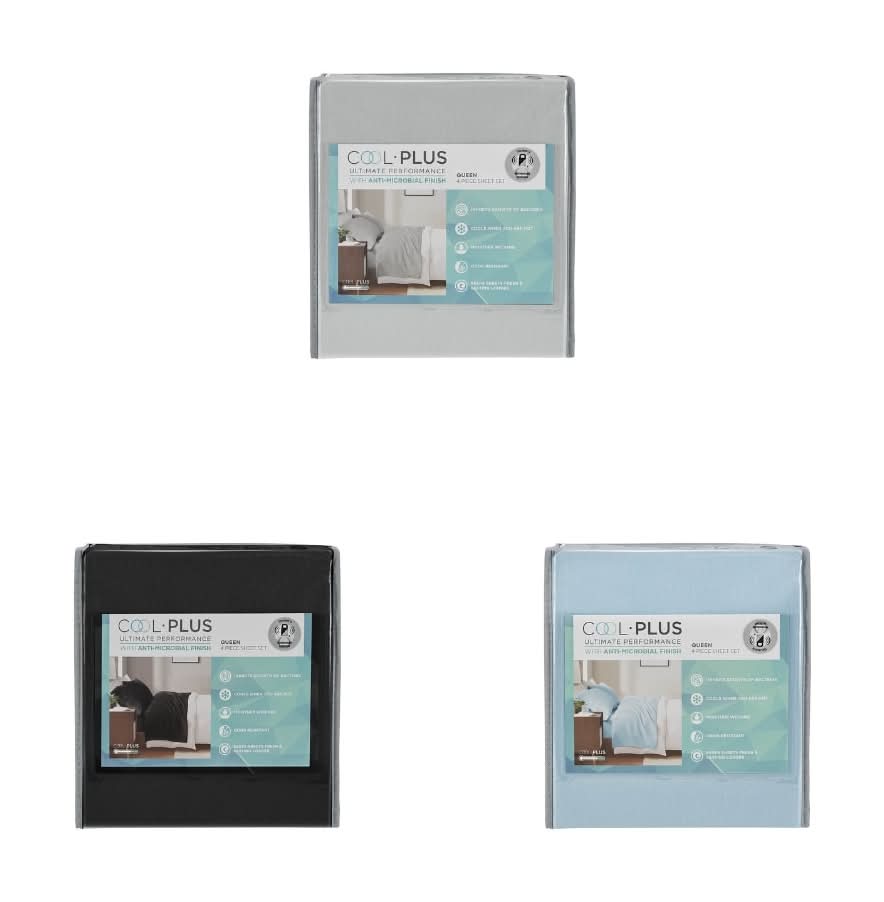 Cool Plus Moisture Wicking Sheet, Queen, Assorted (3 x 4 ct)