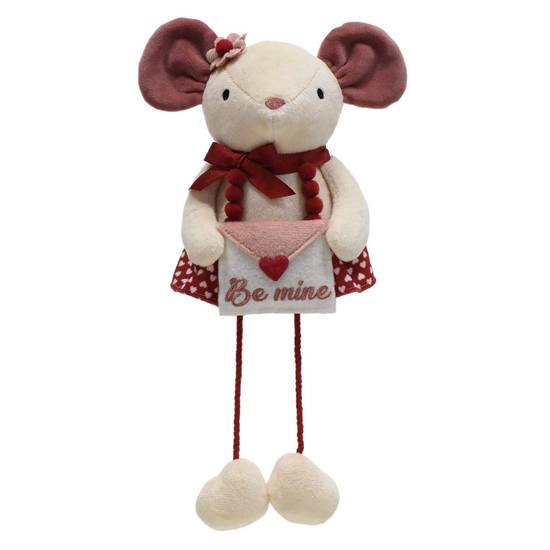 Red & Pink Valentine's Mouse Sitter With String Legs, Female, 12 in
